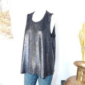 RACHEL Rachel Roy Charcoal Sequin Tank Top
